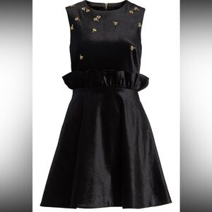Elegant Black Queen Bee Ruffle Shift Dress Ted Baker NWT